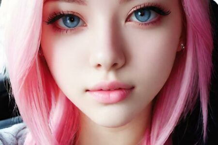 AI girl with pink hair wallpaper