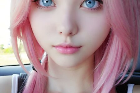 AI girl with pink hair wallpaper