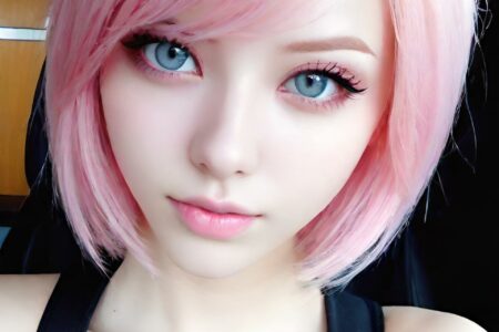 AI girl with pink hair wallpaper