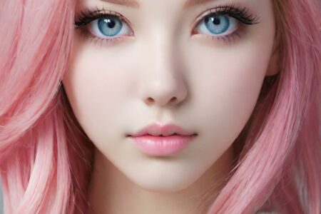 AI girl with pink hair wallpaper
