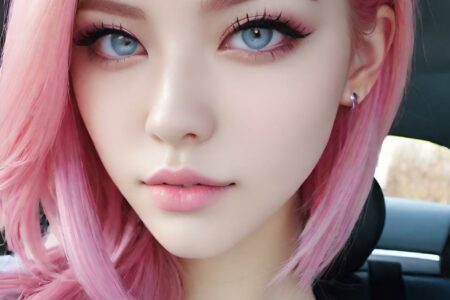 AI girl with pink hair wallpaper