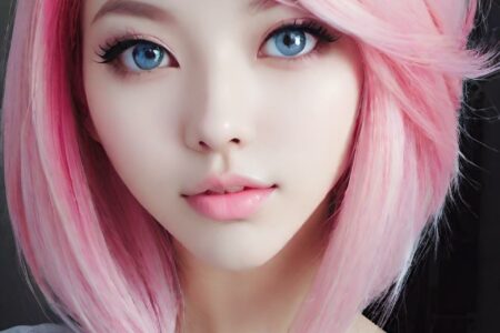 AI girl with pink hair wallpaper