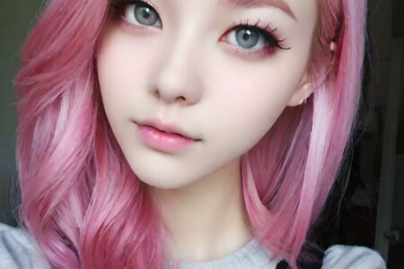 AI girl with pink hair wallpaper