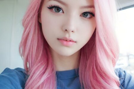 AI girl with pink hair wallpaper