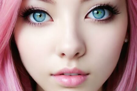 AI girl with pink hair wallpaper