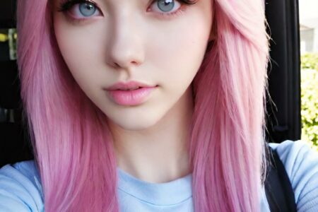 AI girl with pink hair wallpaper