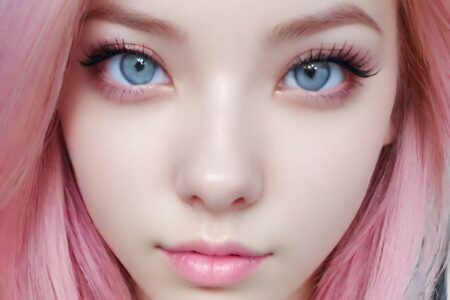 AI girl with pink hair wallpaper
