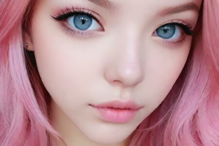 AI girl with pink hair wallpaper