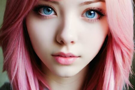 AI girl with pink hair wallpaper