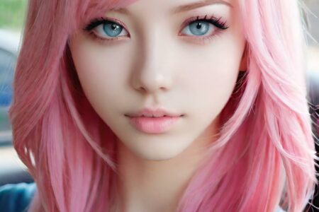 AI girl with pink hair wallpaper