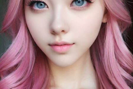 AI girl with pink hair wallpaper