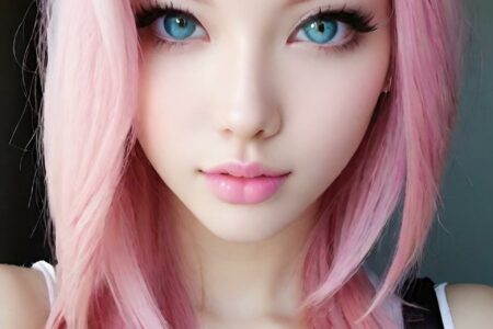 AI girl with pink hair wallpaper