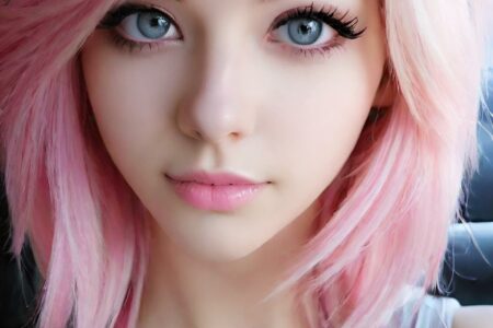AI girl with pink hair wallpaper