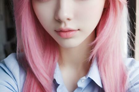 AI girl with pink hair wallpaper