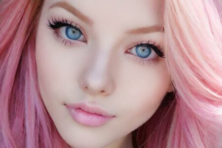 AI girl with pink hair wallpaper
