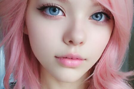 AI girl with pink hair wallpaper
