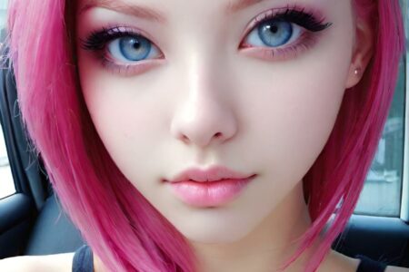 AI girl with pink hair wallpaper