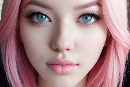 AI girl with pink hair wallpaper
