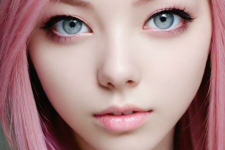AI girl with pink hair wallpaper