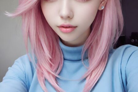 AI girl with pink hair wallpaper