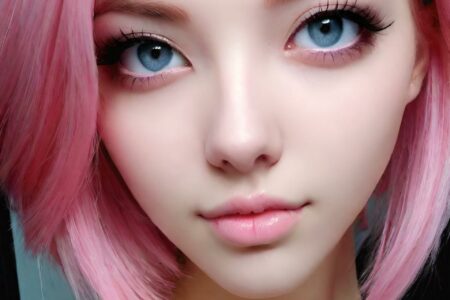 AI girl with pink hair wallpaper