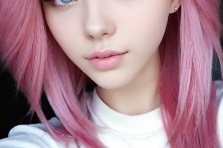 AI girl with pink hair wallpaper