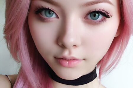 AI girl with pink hair wallpaper