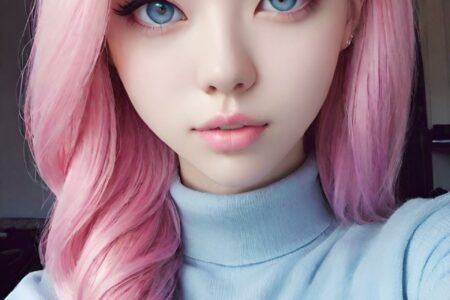 AI girl with pink hair wallpaper