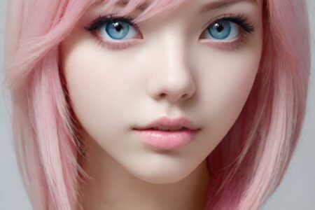 AI girl with pink hair wallpaper