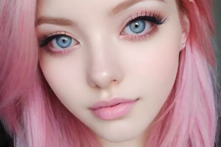 AI girl with pink hair wallpaper