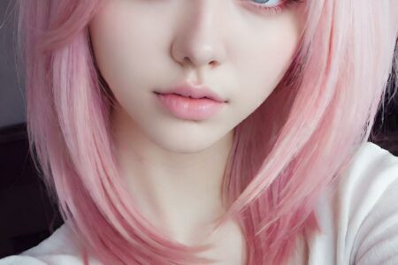 AI girl with pink hair wallpaper