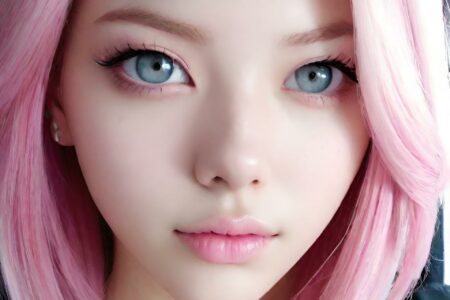 AI girl with pink hair wallpaper