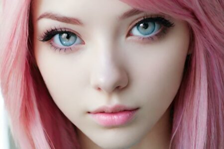 AI girl with pink hair wallpaper
