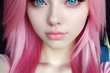AI girl with pink hair wallpaper