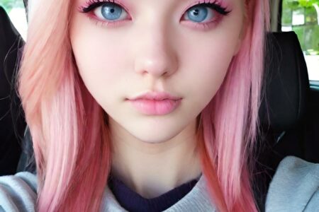 AI girl with pink hair wallpaper