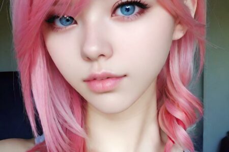 AI girl with pink hair wallpaper