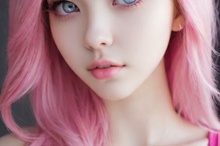 AI girl with pink hair wallpaper