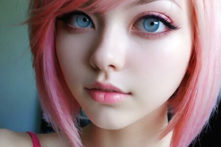 AI girl with pink hair wallpaper