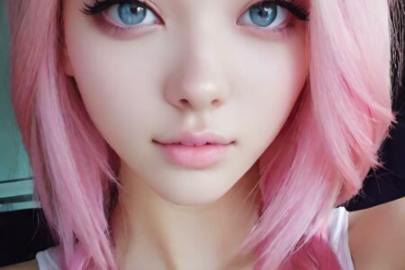 AI girl with pink hair wallpaper