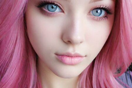 AI girl with pink hair wallpaper