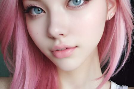 AI girl with pink hair wallpaper