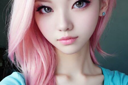 AI girl with pink hair wallpaper