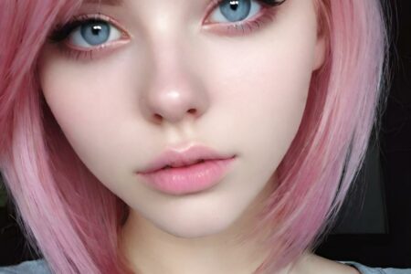 AI girl with pink hair wallpaper