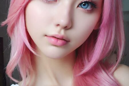 AI girl with pink hair wallpaper