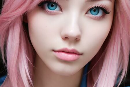 AI girl with pink hair wallpaper