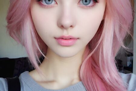 AI girl with pink hair wallpaper