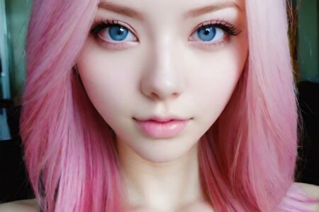AI girl with pink hair wallpaper
