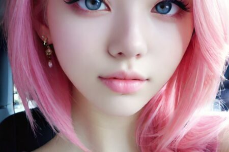 AI girl with pink hair wallpaper