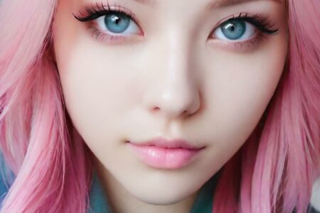 AI girl with pink hair wallpaper