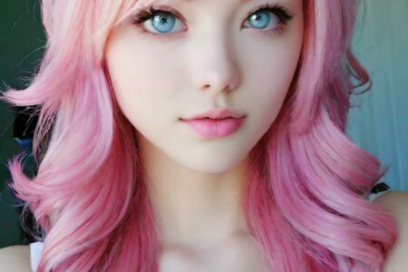AI girl with pink hair wallpaper